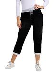 Crazy Girls Womens Plain Italian Floral Trousers, Black Denim, ML (UK 12-14)