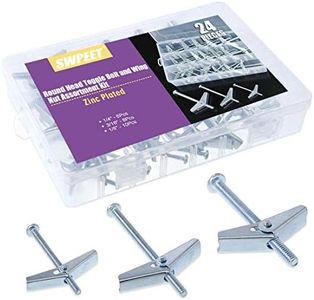 Swpeet Assorted 24 Pcs Toggle Bolt and Wing Nut Kit for Hanging Heavy Items on Drywall - 1/8 Inch, 3/16Inch, 1/4Inch