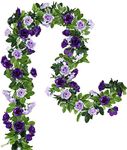 Floweroyal 2 Pack Artificial Flower Garlands 15.8FT Fake Rose Vines Silk Flowers Hanging Rose Ivy for Wedding Arch Party Home Garden Wall Decor (Purple)