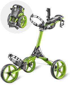 Caddytek Caddylite Compact 3 Wheel Golf Push Cart | One Click Folding Design, Smallest Folded Footprint, 32" Wide Wheelbase with Convenient Handbrake