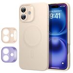 ESR for iPhone 16 Case with MagSafe, Supports Magnetic Charging, Smooth & Slim Silicone Case, Shockproof, Full Screen and Camera Protection, Soft Microfiber Lining, Cloud Series, Light Tan