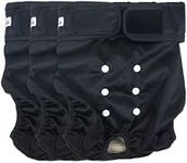 Grecle Washable Female Dog Diapers - Premium Reusable Diapers for Doggie in Heat - Highly Absorbent Dog Diapers Female for Pet Incontinence with Adjustable Snaps(Black, L)