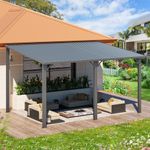 U-MAX 10' x 14' Outdoor Pergola Hardtop Gazebo, Wall-Mounted Heavy Duty Lean to Metal Awnings Gazebos on Clearance for Patio, 14x10 Large Galvanized Steel Pergolas and Gazebo