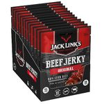 Jack Link's Beef Jerky, Original Flavour, Multipack of 12 x 40g Bags, High Protein Meat Snack, Perfect for On the Go or Post Gym