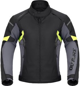 Oumurs Motorcycle Jacket for Men With CE Armor and Waterproof Riding Gear with Body Armor Foam Padding & Breathable Fabric, Summer & Winter Motorcycle Riding Reflective Jacket For Night Visibility