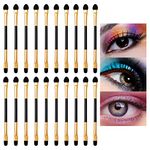 Eyeshadow Brushes, 20 PCS Double-Ended Eyeshadow Applicators Long Handle Eye Shadow Sponge Applicator Reusable Eye Make-up Tools for Blending Defining Smudging Shading