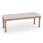 VONLUCE Ottoman Bench, 120 cm French Vintage Bench with Padded Seat Wood Frame, Button Tufted Bench for Entryway Living Room Bedroom Decor, Vanity & Piano Bench End of Bed Bench & Foot Stool, Beige