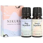 Nikura Bug Repellent & Insect Repellent (2 x 10ml) Essential Oil Blends Combo Set | for Aromatherapy, Soap and Candle Making, Diffusing, Vegan, 100% Pure and Natural