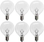 6 Pack Wax Warmer Bulbs,G50 25 Watt Bulbs for Full Size Scentsy Warmers,G16.5 Globe E12 Incandescent Candelabra Base Clear Light Bulbs for Wax Warmer,1.97 Inches,Long Last Lifespan