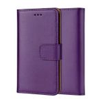 Genuine Leather Bookcase for iPhone 5-5S/SE 4.0'(2016 version NOT SE2), Premium authentic Genuine Leather case with Magnetic, Kickstand, Cash & Card Slots Stockproof (Purple)