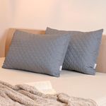 MY ARMOR Waterproof & Dustproof Cotton Quilted Pillow Cover Protectors, Standard Size | 220+ GSM- Set of 2, Grey (18" x28")