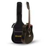 Kadence SH04-12EQ Slowhand 41" 12-String Electro Acoustic Guitar | Dreadnought Demi Cutaway | Touring Ready | Black Spruce Wood | Built-in Pickup + 2 Band EQ | Includes Bag & Learning Course | Black