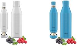 The Clean Hydration Co Canteen 17 Vacuum Insulated Stainless Steel Water Bottle with Removable Bottom Cap, White and Aqua