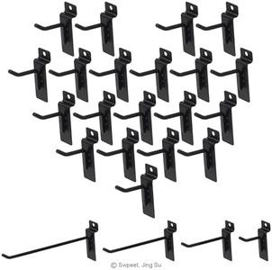 Swpeet 20Pcs 2 Inch Heavy Duty Slatwall Hooks Assortment Kit, Slatwall Accessories Slatwall Panel Hooks Garage Organization Slat Wall Hooks Pegboard Gridwall Hooks Display Hooks for Retail Black