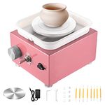 Pottery Wheels, Potuem Mini Pottery Wheel 2000RPM Adjustable Speed Electric Pottery Wheel with 10/6.5cm Plates and Shaping Tool, Ceramic Pottery Making Tools Pottery kit for Kids and Adults (Pink)