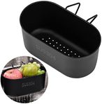 Stainless Steel Sink Drain Strainer Basket, Multifunctional Hanging Sink Strainer Colander Drain Basket for Filter Food Waste and Wash Fruits or Vegetables (Black)