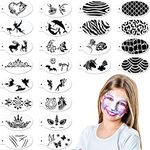 Chinco 24 Pieces Face Paint Stencils Face Body Painting Stencils Tattoo Painting Templates Face Tracing Stencils for Kids Holiday Halloween Makeup Body Art Painting Tattoos Painting (Cute Style)