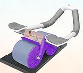 FK Sports Abdominal AB Roller Automatic Rebound Exercise wheel with Elbow Support, Core Exercise Wheel Trainer For Home Gym, With Extra Thick Knee Mat (Purple)