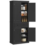 HOMCOM Freestanding Kitchen Pantry Storage Cabinet, Tall Cabinet with Drawer and Adjustable Shelves, Black