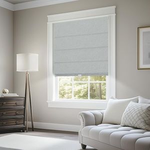BERISSA Blackout Roman Shades for Windows Cordless,Pull Down Linen Fabric Roman Blinds,Privacy Window Shades for Door Windows,Bedroom,Office,Easy to Install,Light Gray,Custom Size