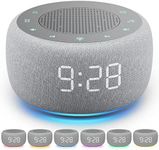 Buffbee Sound Machine & Alarm Clock 2-in-1, 18 Soothing Sound, 7 Night Light, Sleep Timer, Precise 30-Level Volume Control White Noise Machine, A-Grey