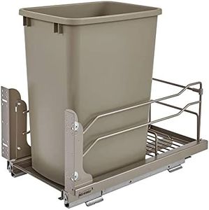 Rev-A-Shelf 35 Qt Pull Out Trash Can with Soft Close for Under Kitchen Cabinets, Min Opening Width of 11.5", Champagne, 53WC-1535SCDM-112