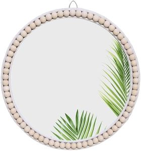YUSALCEF 17 inch Wall Mirror, Boho Design for Living Room, Bedroom, Bathroom Decor, Hand Woven Rattan Mirror