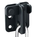 Sayayo Slide Bolt Door Lock Stainless Steel Gate Latch Black Thickened Door Lock Latch with Padlock Hole, Tiny Padlock Hasp, CMS3001-B