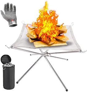 Outdoor Fire Pit, 22inch Collapsing Stainless Steel Mesh with Cut Resistant Gloves and Carrying Bag for Camping, Firepit for Garden Fireplace, Portable Fire Pit