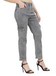 MM-21 Grey Women Denim Regular Fit Cargo