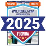 2025 Florida State and Federal Labor Laws Poster English Spanish Combo - OSHA Workplace Compliant Includes FLSA FMLA and EEOC Updates - All in One Required Compliance Posting 16" x 40" - Laminated