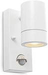 Palin Gloss White Steel External Outdoor Security PIR Motion Detector GU10 Wall Spot Down Light IP44 Rated