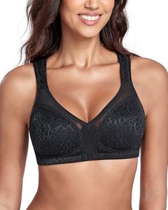Lemorosy Women's Plus Size Full Coverage Non Padded Wireless Minimizer Bra -Comfort and Double Support (42D, Black)