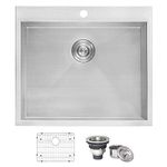 Ruvati Topmount Laundry 22" x 22" x 12" Deep Utility Sink 16 Gauge Stainless Steel - RVU6022