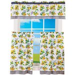 Achim Home Furnishings Lemon Drop - Printed Tier & Valance Set - 58x36 - Yellow