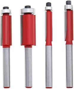 ECSiNG Set of 4 Flush Trim Router Bits 1/4 Inch Shank Bearing Guide Flush Trim Router Cutter Bits Milling Cutter Tools 1/4 5/16 3/8 1/2 Inch for Woodworking Edging