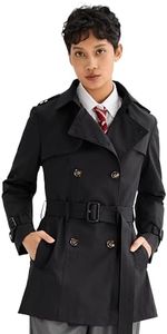 Orolay Women's Double Breasted Trench Coat Windbreaker Jacket with Belt Black M