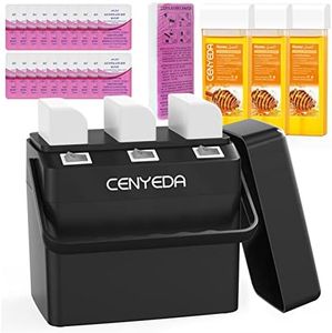3 IN 1 Roll On Wax Kit, Waxing Kit for Hair Removal, Triple Roll-On Wax Warmer with 3 Honey Wax Cartridge Wax Roller Refill for Legs Arms and Underarm, Upgrade Heating System-Just 13 Mins Fast