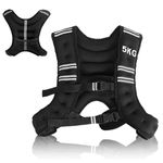 COSTWAY Weighted Vest, 5kg/9kg/15kg Fitness Weight Vests with Adjustable Buckles & Mesh Bag, for Man Woman Running Training (5)