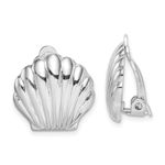 925 Sterling Silver Rhodium Plated Polished Shell Clip Earrings Measures 17.9x17.05mm Wide Jewelry for Women