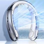 REXERA Portable Rechargeable Neck Fan 18 Hour Play 9000mAh USB Charging Battery Bladeless Neck Fan Smart Mini Hand Free 100 High Speed Fan Low Noise 360° Cooling NECK FAN (Grey)