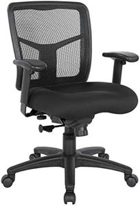 Office Star ProGrid Breathable Mesh Back Manager's Office Chair with Built-in Lumbar Support and Height Adjustable Padded Arms, Coal FreeFlex Fabric