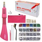 Bedazzler Kit, Genround Hotfix Applicator Hotfix Rhinestone Applicator Wand Tool Set with 2 Boxes of Flat Back Gems Round Crystal Rhinestones/Storage Box/Tweezer/Gems Picking Pen for Clothes Shoes Card