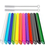 ALINK 12-Pack Reusable Boba Smoothie Straws, 13mm X 10.5 inch Extra Wide Bubble Tea Straws with 2 Cleaning Brush - Pointed Design