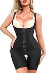 Waist trainer shapewear bodysuit for women Tummy Control Fajas Colombianas Body Shaper Butt Lifter Thigh Slimmer (Black, XL)