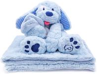 PLUSHIBLE Blu-Boo Dog Blankie Bestie, 2-in-1 Stuffed Animal & Blanket, Soft Sensory Plush Toy Gift for Girls, Boys, Babies, Toddlers, & Kids - Stuffed Animal Dog with Blanket