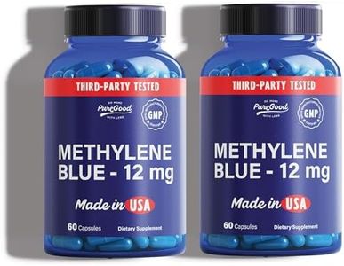 PureGood 2 Pack Pharmaceutical Grade Methylene Blue Capsules (120 Count 12mg Capsules) Third-Party Tested USP-Grade MB for Humans, Formaldehyde and Alcohol Free Methylene Blue Pills in Amber Bottle
