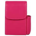 Cigarette Organizer Case, PU Leather Cigarette Box Cigarette Case Tobacco Pouch With Lighter Holder Name Card Storage Container New (Rose Red)