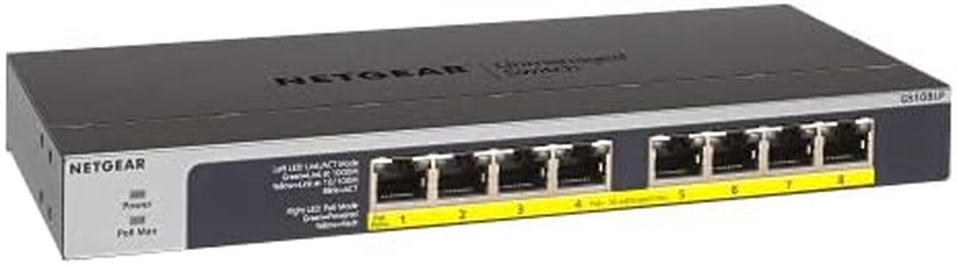 NETGEAR 8-Port Gigabit Ethernet Unmanaged PoE Switch (GS108PP) - with 8 x PoE+ @ 123W Upgradeable, Desktop, Wall Mount or Rackmount, and Limited Lifetime Protection