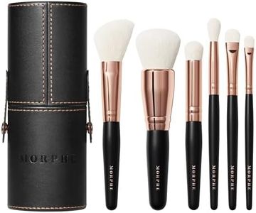 Morphe Rose Away Makeup Brushes - 6 Piece Makeup Brush Set of Eye and Face Brushes - Made with Synthetic Bristles and Includes Makeup Brush Case (6 Count)